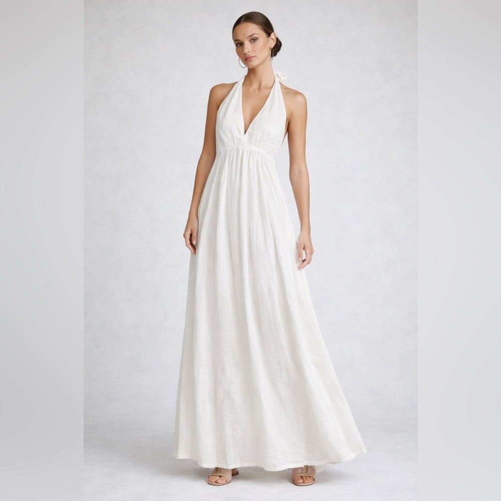 Aura Clothing Linen Halter maxi dress